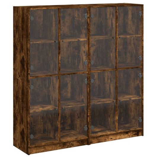 vidaXL Βιβλιοθήκη με Πόρτες Καπνιστή Δρυς 136x37x142 εκ. Επεξ. Ξύλο