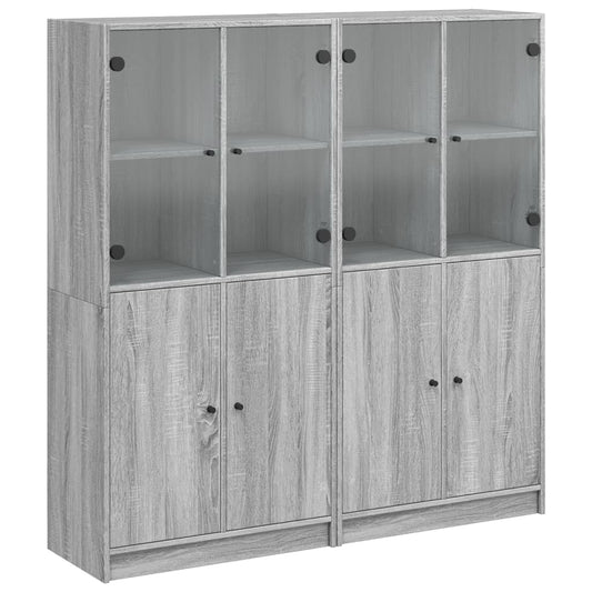 vidaXL Βιβλιοθήκη με Πόρτες Γκρι Sonoma 136x37x142 εκ. Επεξ. Ξύλο