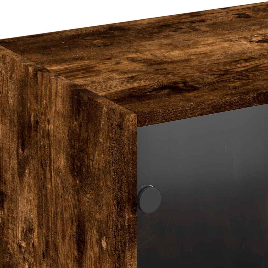 vidaXL Βιβλιοθήκη με Πόρτες Καφέ Δρυς 204x37x75 εκ. Επεξ. Ξύλο