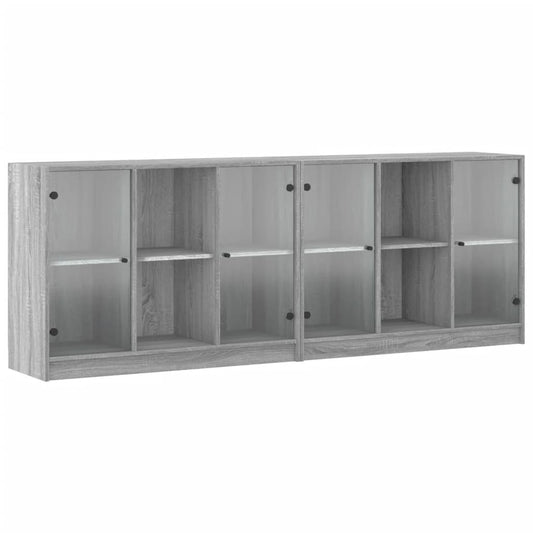 vidaXL Βιβλιοθήκη με Πόρτες Γκρι Sonoma 204x37x75 εκ. Επεξ. Ξύλο