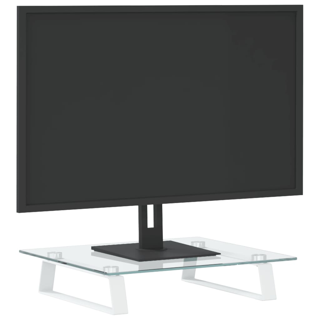 vidaXL Βάση Οθόνης Λευκή 40 x 35 x 8 εκ. από Ψημένο Γυαλί και Μέταλλο