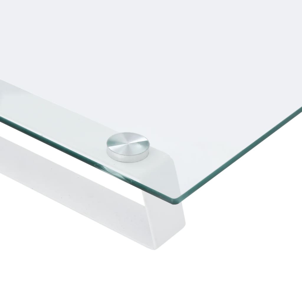 vidaXL Βάση Οθόνης Λευκή 60 x 35 x 8 εκ. από Ψημένο Γυαλί και Μέταλλο