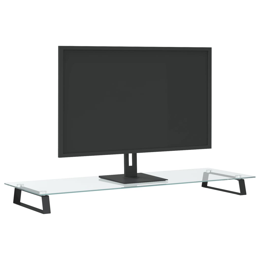 vidaXL Βάση Οθόνης Μαύρη 100x35x8 εκ. από Ψημένο Γυαλί και Μέταλλο