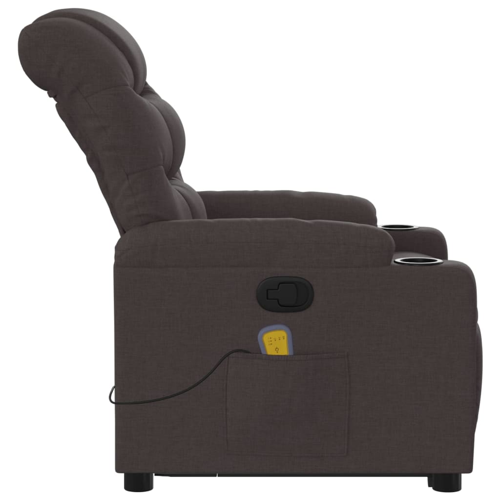 vidaXL Πολυθρόνα Μασάζ Ανακλινόμενη με Ανύψωση Σκούρο Καφέ Υφασμάτινη