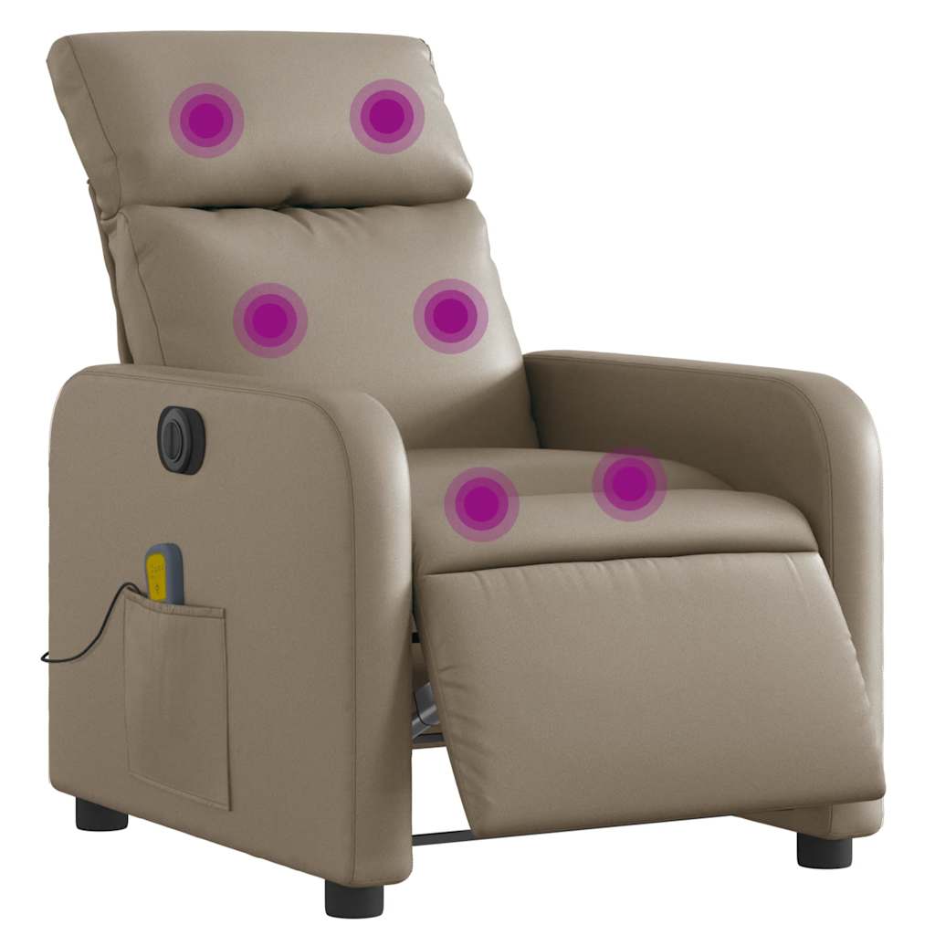 vidaXL Πολυθρόνα Μασάζ Ανακλ. Ηλεκτρική Καπουτσίνο από Συνθετικό Δέρμα