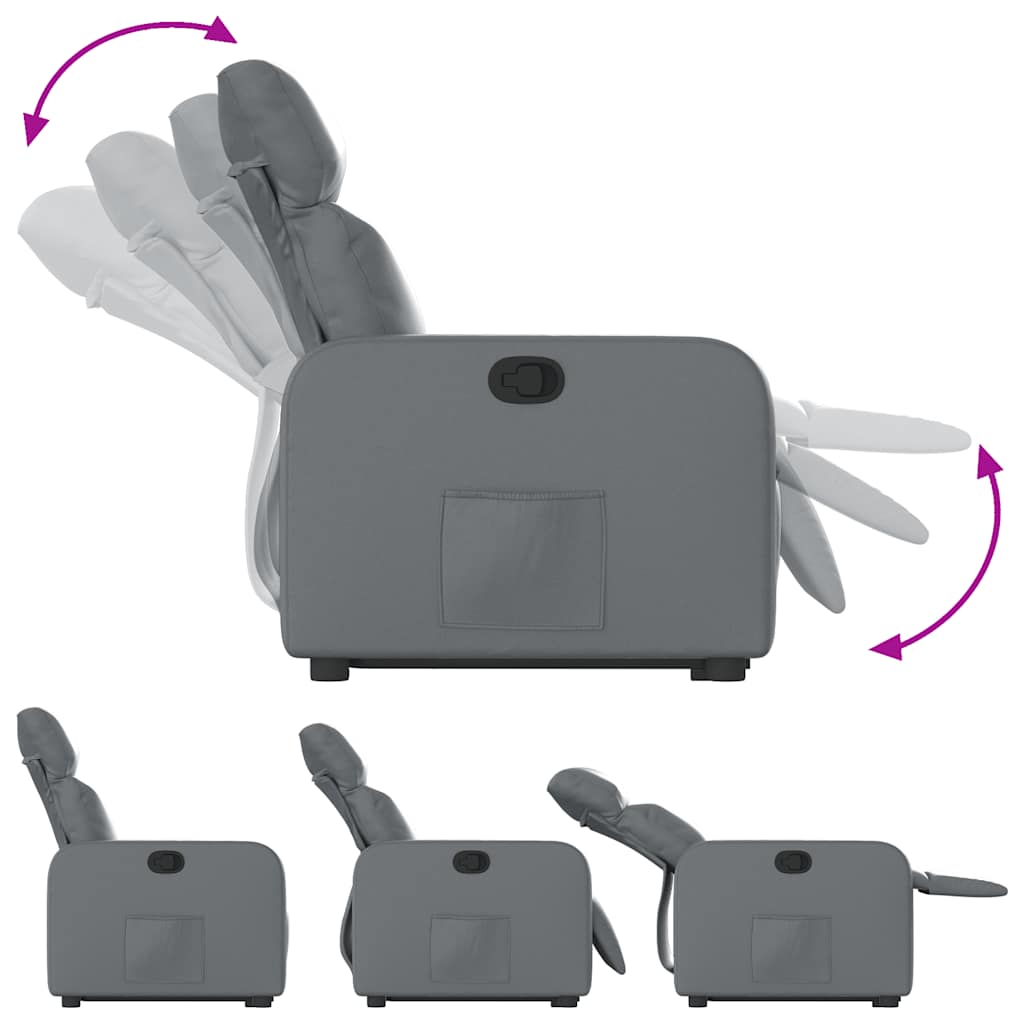 vidaXL Πολυθρόνα Ανακλινόμενη με Ανύψωση Γκρι Συνθετικό Δέρμα