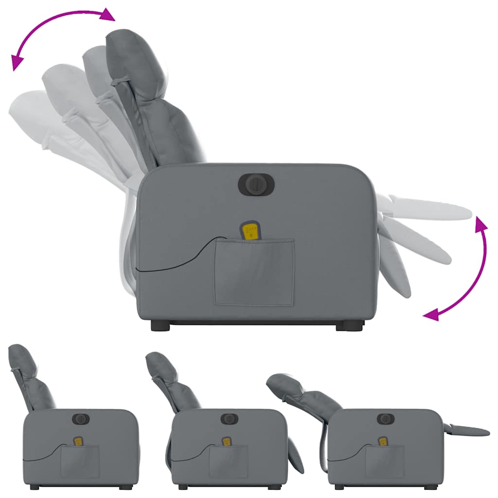 vidaXL Πολυθρόνα Μασάζ Ηλεκ Ανακλινόμενη με Ανύψωση Συνθετικό Δέρμα