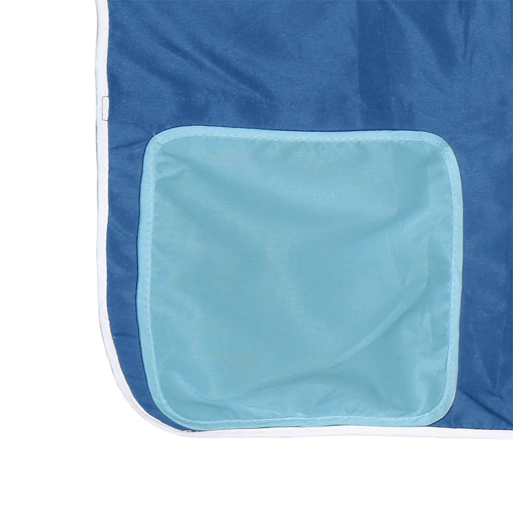 vidaXL Υπερυψ. Κρεβάτι με Κουρτίνες Μπλε 90x190 εκ. Μασίφ Ξύλο Πεύκου