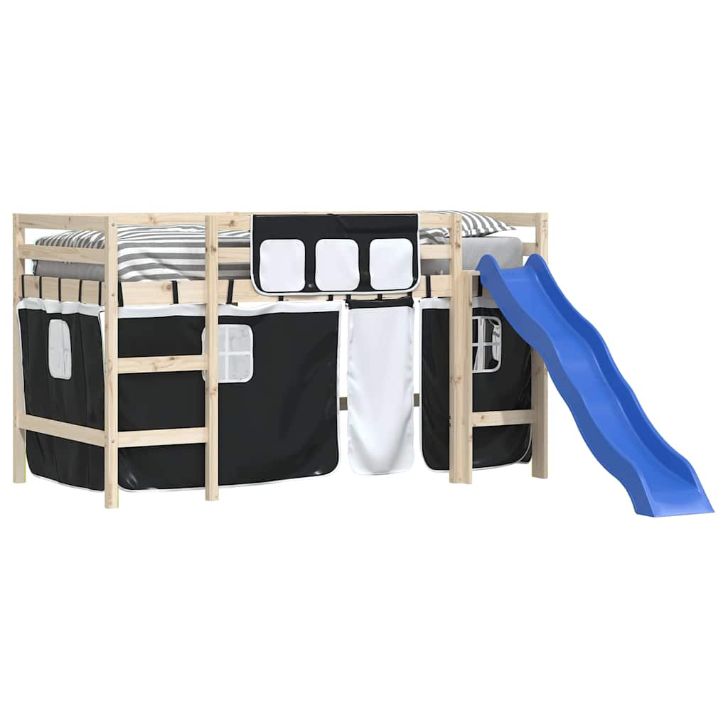 vidaXL Κουρτίνες για Κρεβάτι Κουκέτα Λευκό / Μαύρο από Πολυεστέρα