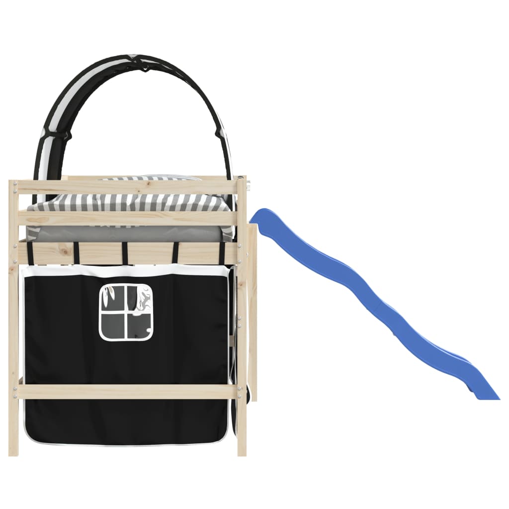 vidaXL Κουρτίνες για Υπερυψ. Κρεβάτι με Τούνελ Λευκό/Μαύρο Πολυεστέρα