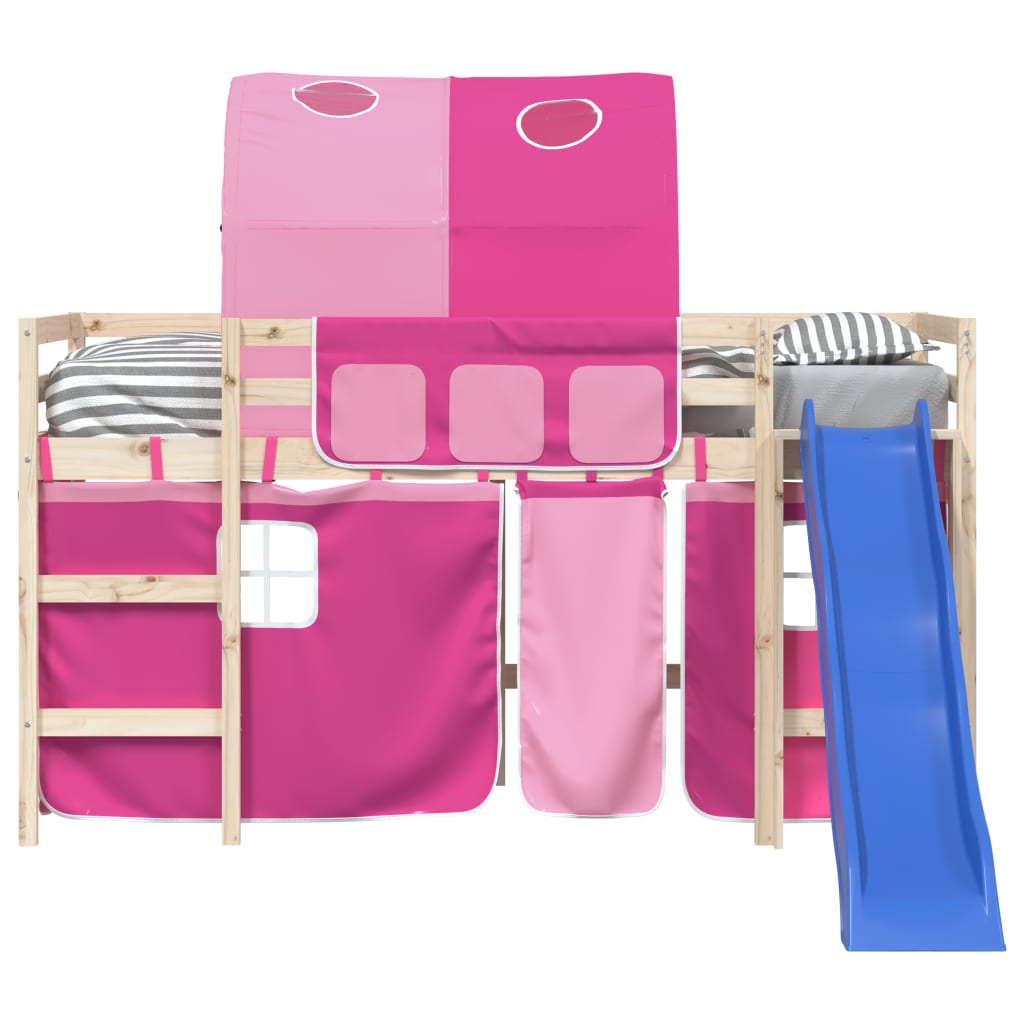 vidaXL Κουρτίνες για Κρεβάτι Κουκέτα με Τούνελ Ροζ από Πολυεστέρα