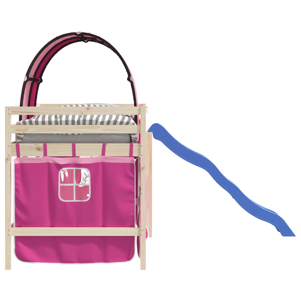 vidaXL Κουρτίνες για Κρεβάτι Κουκέτα με Τούνελ Ροζ από Πολυεστέρα