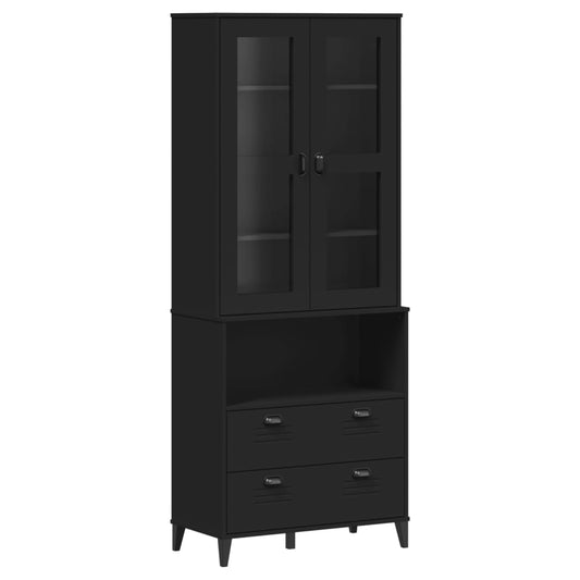 vidaXL Ντουλάπι Ψηλό VIKEN Μαύρος 80x40x200 εκ. από Μασίφ Ξύλο Πεύκου
