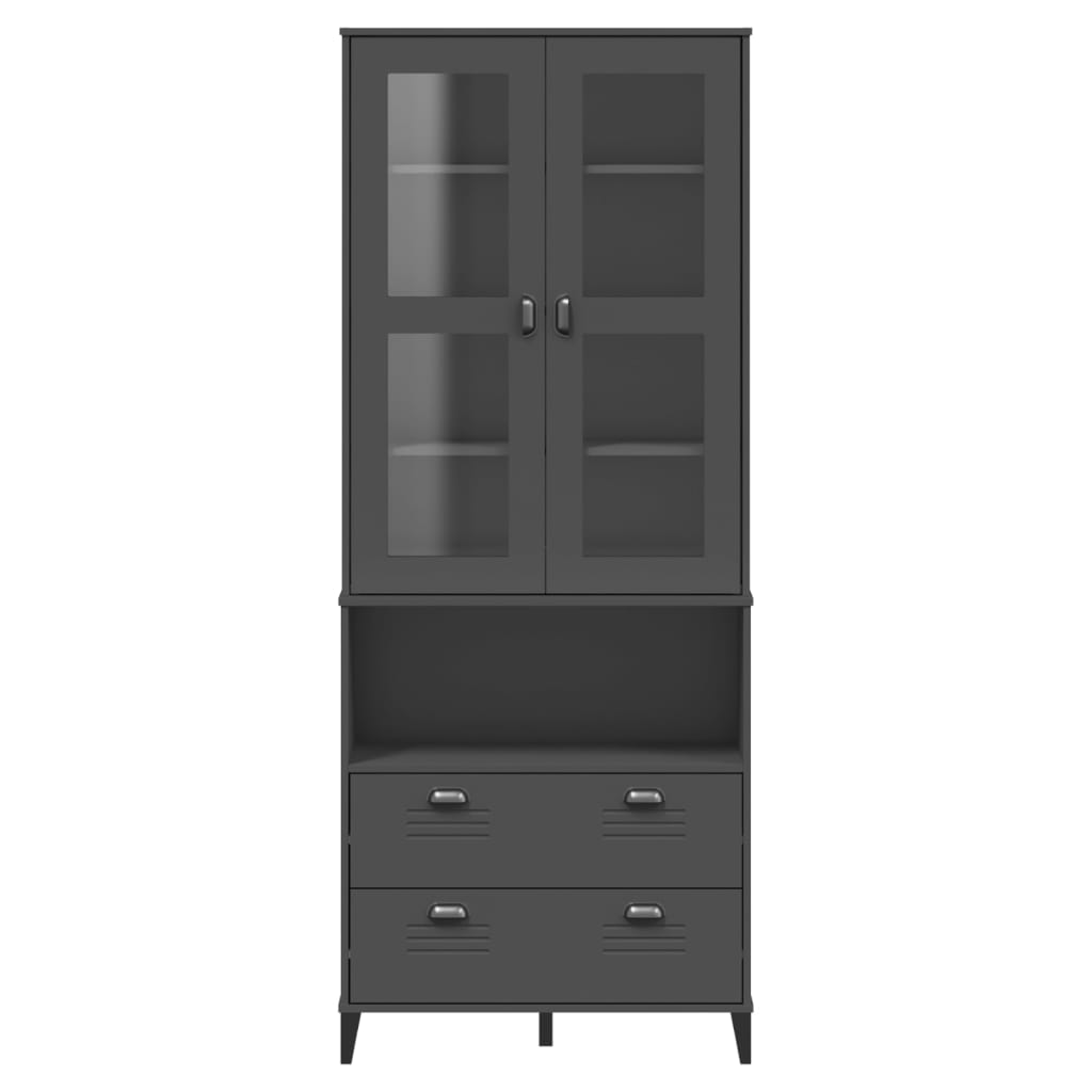 vidaXL Ντουλάπι Ψηλό VIKEN Ανθρακί Γκρι 80x40x200εκ. Μασίφ Ξύλο Πεύκου
