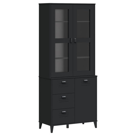 vidaXL Ντουλάπι Ψηλό VIKEN Μαύρος 80x40x190 εκ. από Μασίφ Ξύλο Πεύκου