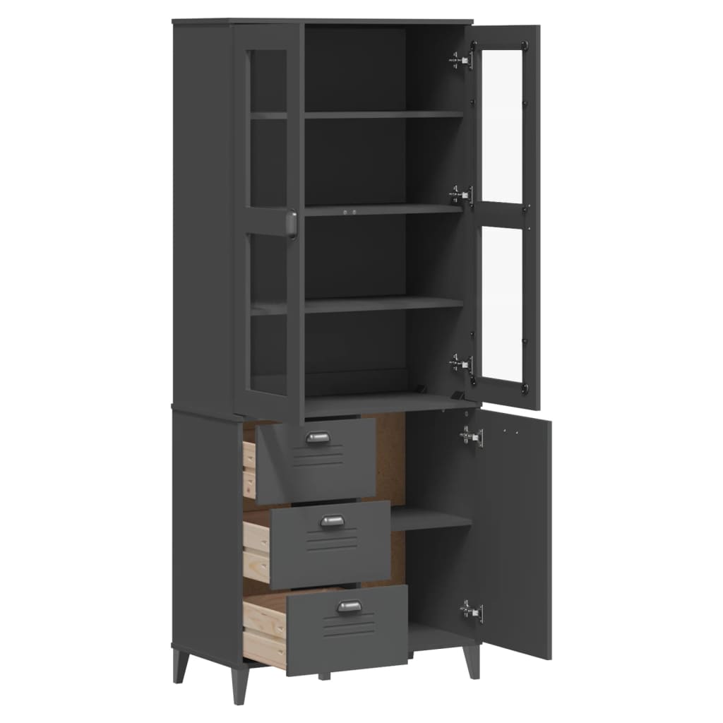 vidaXL Ντουλάπι Ψηλό VIKEN Ανθρακί Γκρι 80x40x190εκ. Μασίφ Ξύλο Πεύκου