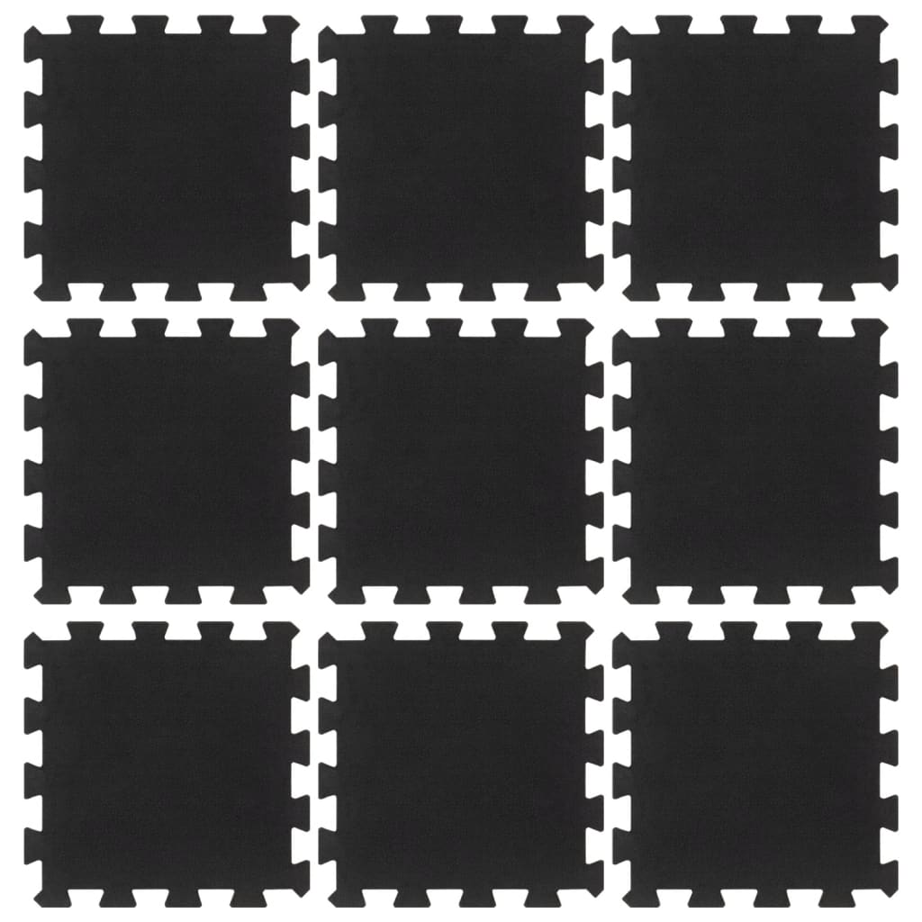 vidaXL Δάπεδο Προστασίας Παζλ 9 τεμ. Μαύρο 16 χιλ. 30x30 εκ. Καουτσουκ