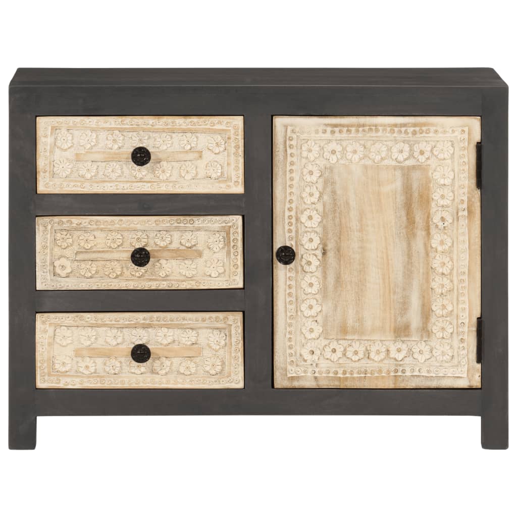 vidaXL Ντουλάπι με Συρτάρι Γκρι/Λευκό 75x35x55 εκ. Μασίφ Ξύλο Μάνγκο