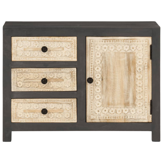 vidaXL Ντουλάπι με Συρτάρι Γκρι/Λευκό 75x35x55 εκ. Μασίφ Ξύλο Μάνγκο