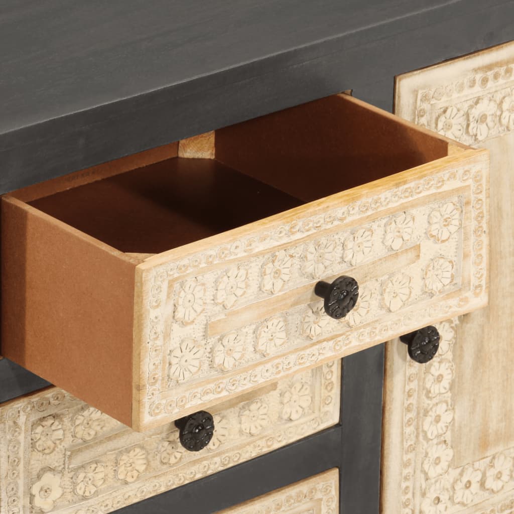 vidaXL Ντουλάπι με Συρτάρι Γκρι/Λευκό 75x35x55 εκ. Μασίφ Ξύλο Μάνγκο