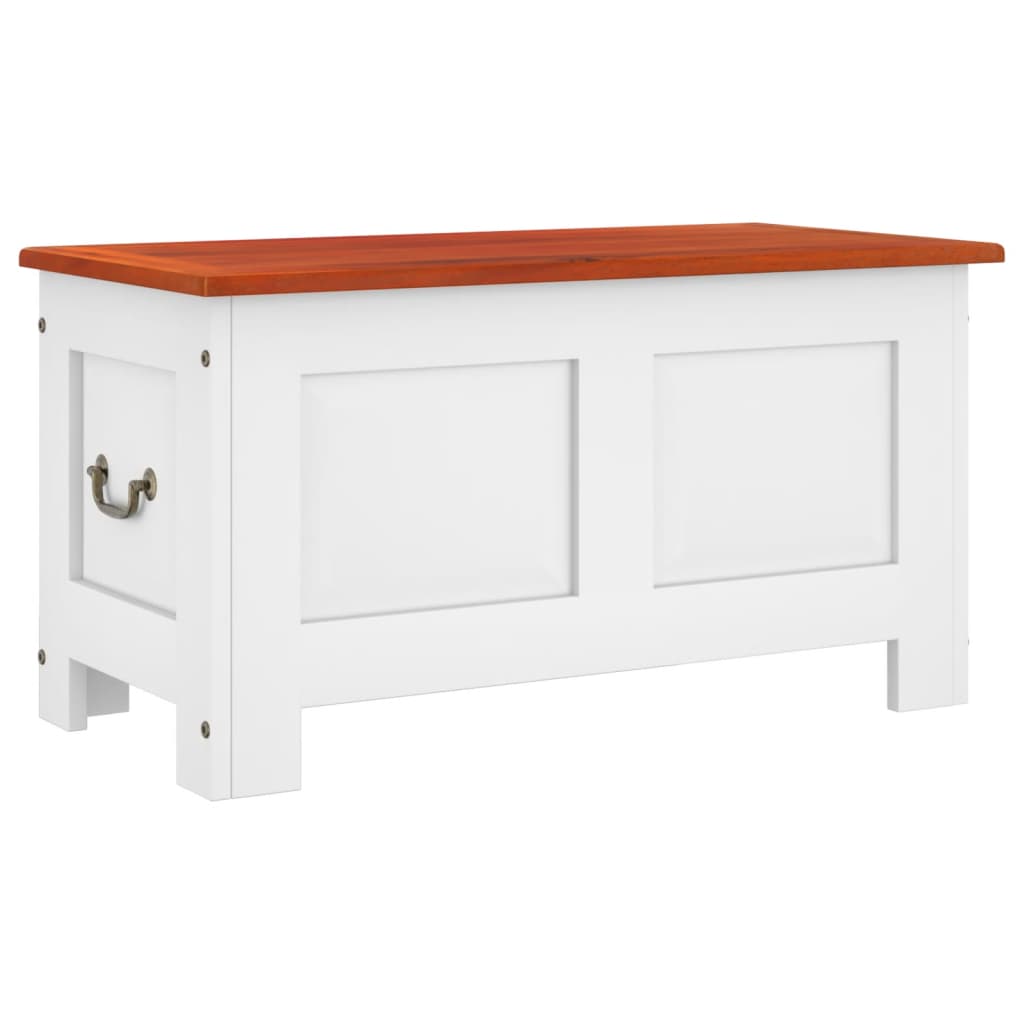 vidaXL Μπαούλο Αποθήκευσης με Καπάκι Καφέ/Λευκό Μασίφ Ξύλο Ακακίας