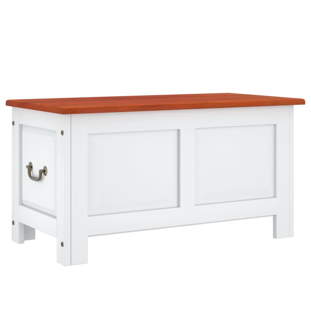 vidaXL Μπαούλο Αποθήκευσης με Καπάκι Καφέ/Λευκό Μασίφ Ξύλο Ακακίας