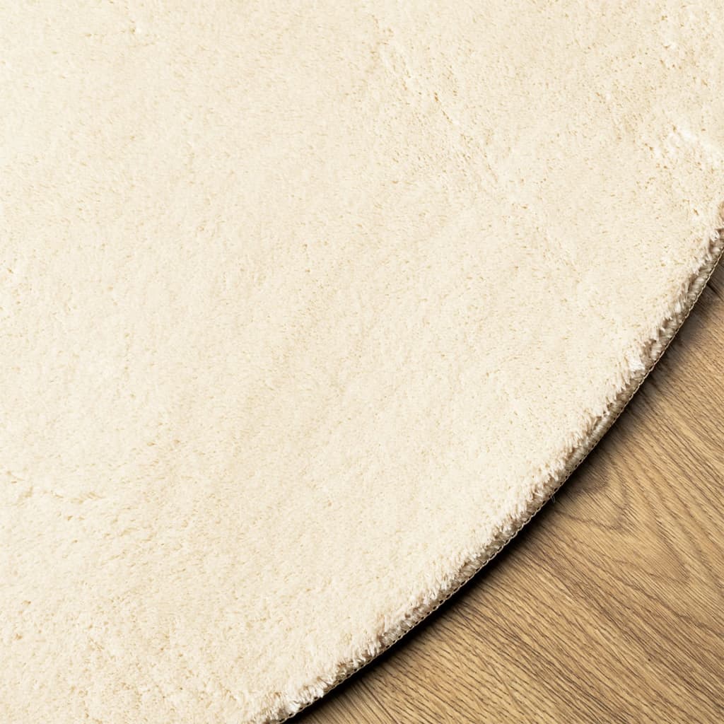 vidaXL Χαλί HUARTE με Κοντό Πέλος Μαλακό/ Πλενόμενο Κρεμ Ø 80 εκ.