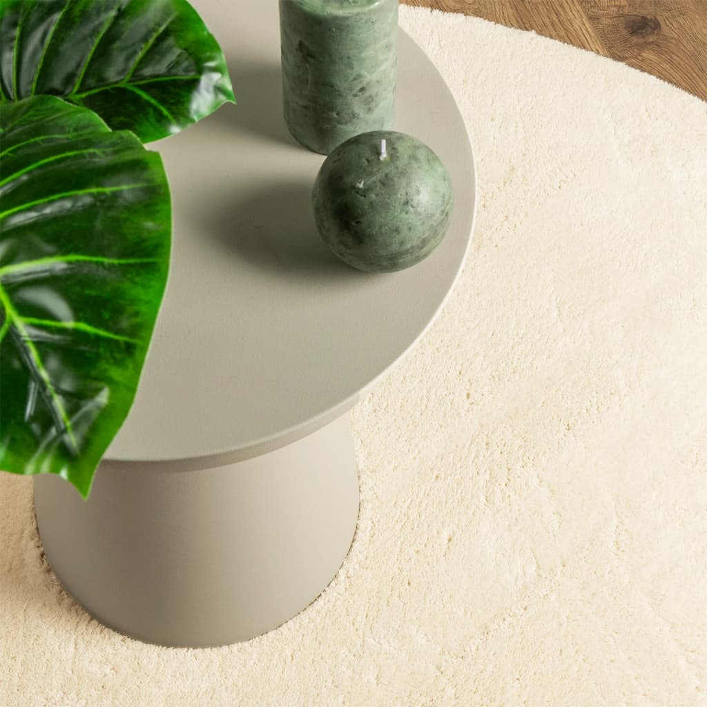 vidaXL Χαλί HUARTE με Κοντό Πέλος Μαλακό/ Πλενόμενο Κρεμ Ø 100 εκ.