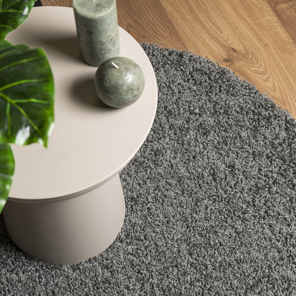 vidaXL Χαλί Shaggy PAMPLONA με Ψηλό Πέλος Μοντέρνο Πράσινο Ø 120 εκ.