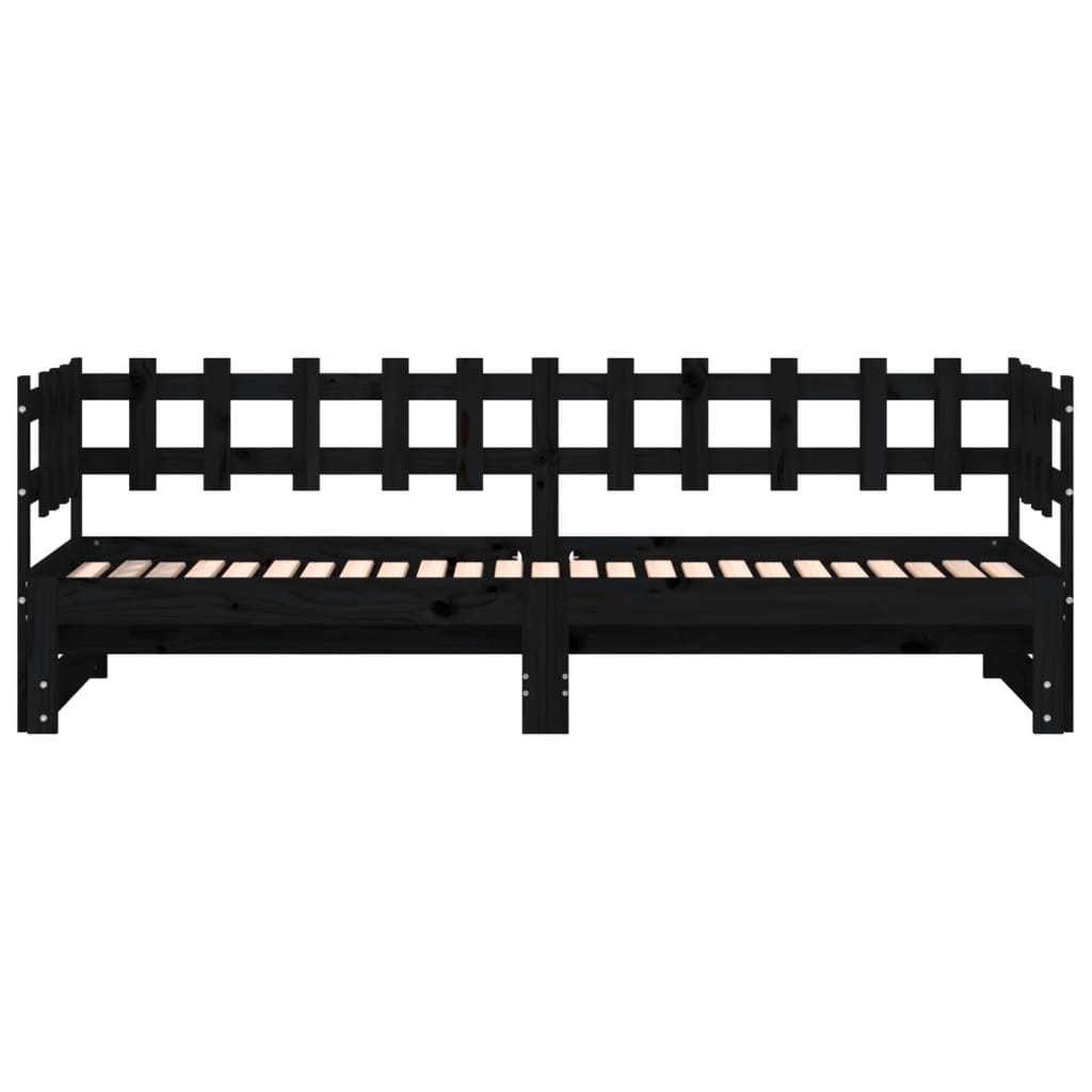 vidaXL Καναπές Κρεβάτι Συρόμενος Μαύρος 2x(80x200) εκ. από Μασίφ Πεύκο