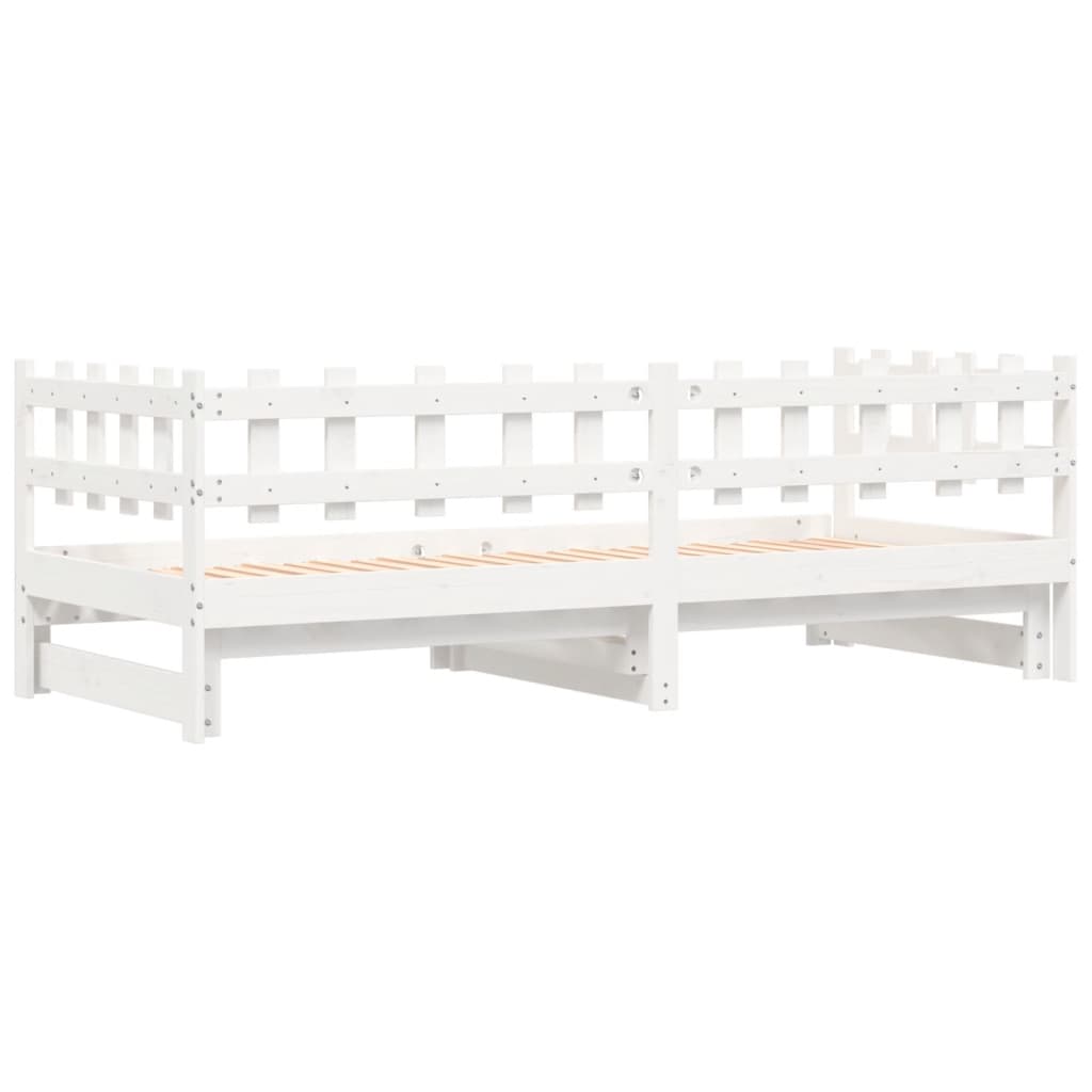 vidaXL Καναπές Κρεβάτι Συρόμενος Λευκός 2x(90x200) εκ. Μασίφ Πεύκο