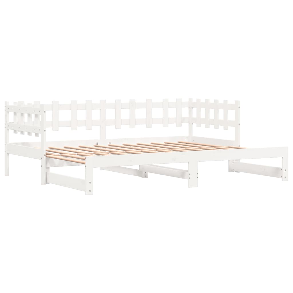 vidaXL Καναπές Κρεβάτι Συρόμενος Λευκός 2x(90x190) εκ. από Μασίφ Πεύκο
