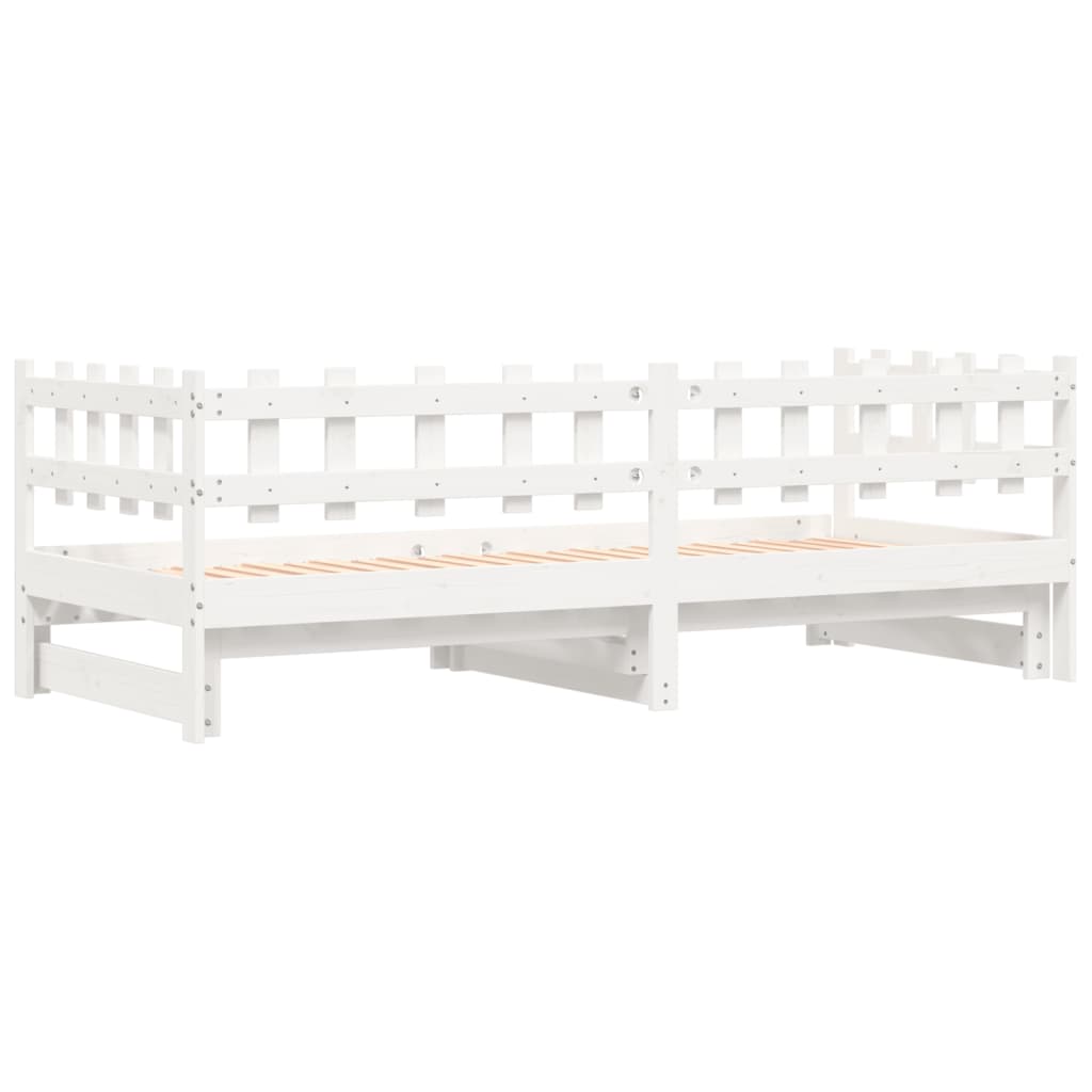 vidaXL Καναπές Κρεβάτι Συρόμενος Λευκός 2x(90x190) εκ. από Μασίφ Πεύκο