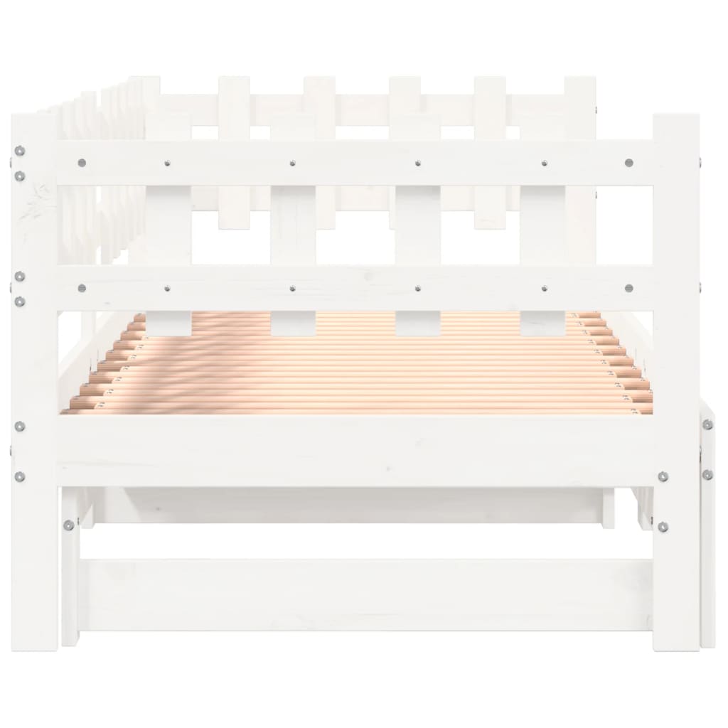 vidaXL Καναπές Κρεβάτι Συρόμενος Λευκός 2x(90x190) εκ. από Μασίφ Πεύκο