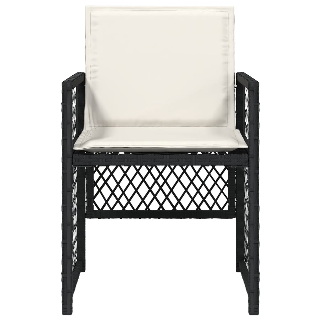 vidaXL Καρέκλες Κήπου 4 τεμ. Μαύρες από Συνθετικό Ρατάν με Μαξιλάρια