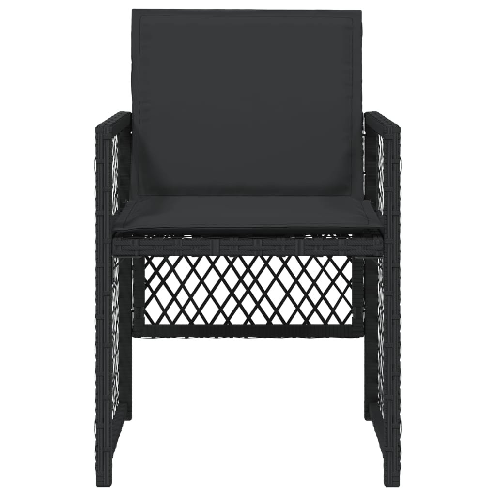 vidaXL Καρέκλες Κήπου 4 τεμ. Μαύρες από Συνθετικό Ρατάν με Μαξιλάρια