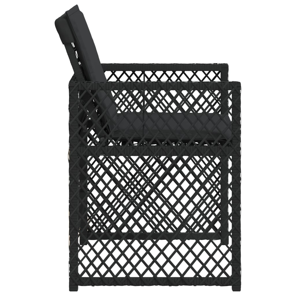 vidaXL Καρέκλες Κήπου 4 τεμ. Μαύρες από Συνθετικό Ρατάν με Μαξιλάρια