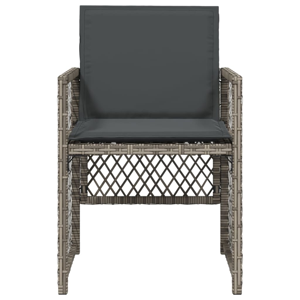 vidaXL Καρέκλες Κήπου 4 τεμ. Γκρι από Συνθετικό Ρατάν με Μαξιλάρια