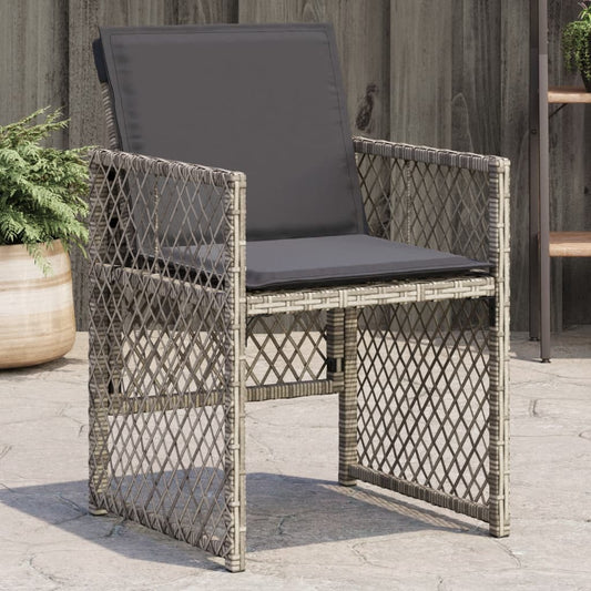 vidaXL Καρέκλες Κήπου 4 τεμ. Γκρι από Συνθετικό Ρατάν με Μαξιλάρια