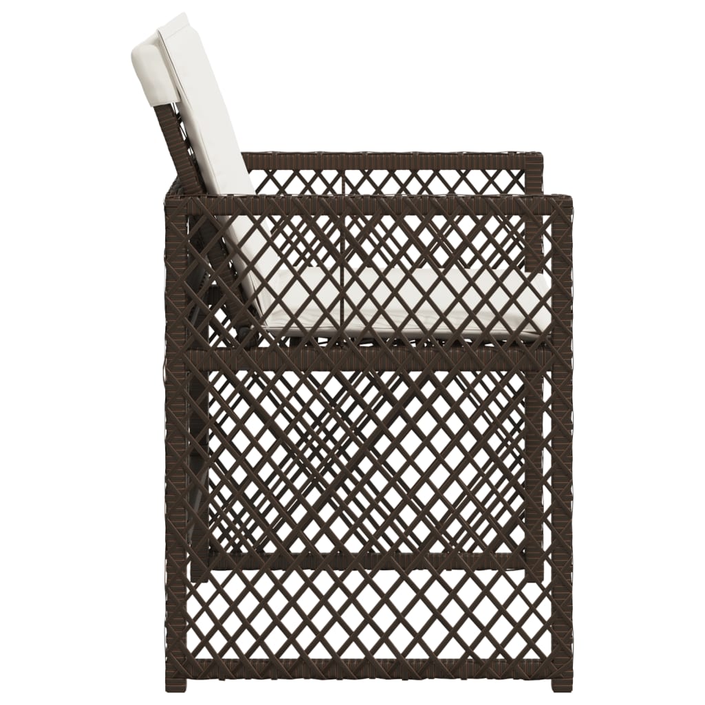 vidaXL Καρέκλες Κήπου 4 τεμ. Καφέ Συνθ. Ρατάν Μαξιλάρια