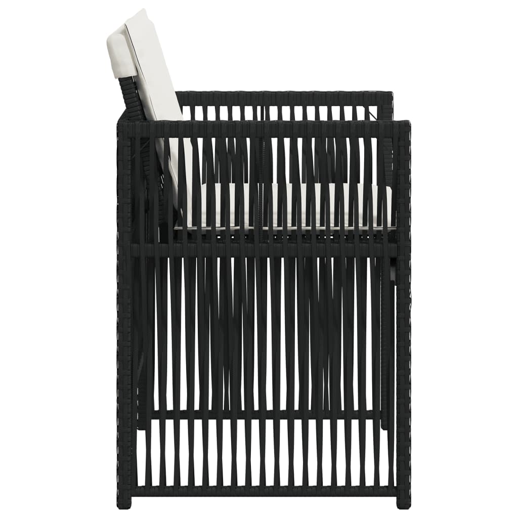 vidaXL Καρέκλες Κήπου 4 τεμ. Μαύρες από Συνθετικό Ρατάν με Μαξιλάρια