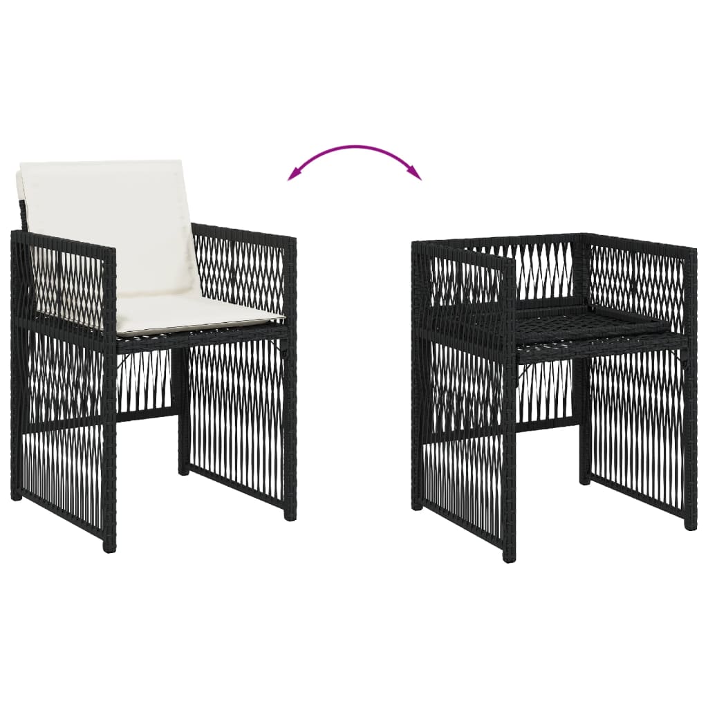 vidaXL Καρέκλες Κήπου 4 τεμ. Μαύρες από Συνθετικό Ρατάν με Μαξιλάρια