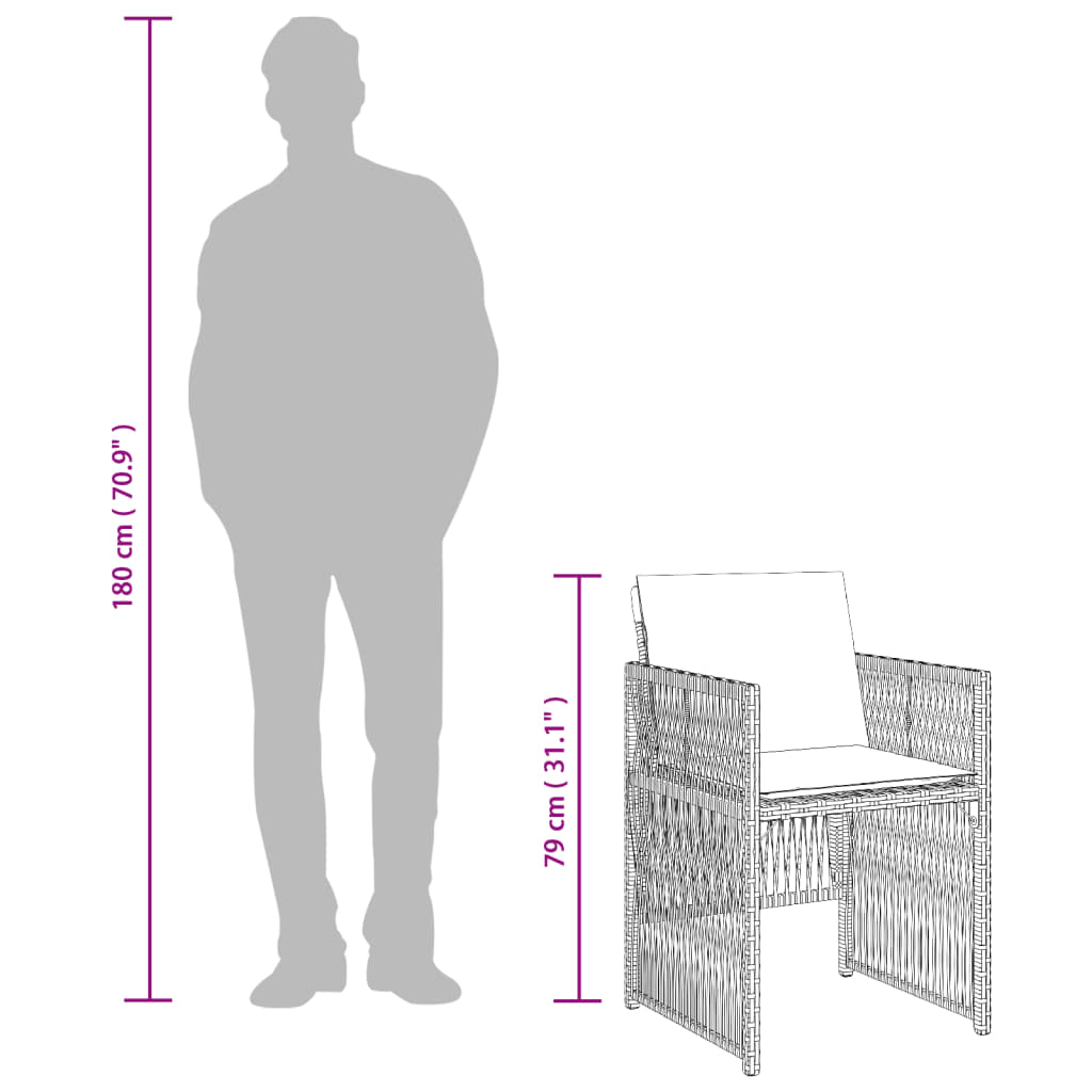 vidaXL Καρέκλες Κήπου 4 τεμ. Γκρι από Συνθετικό Ρατάν με Μαξιλάρια