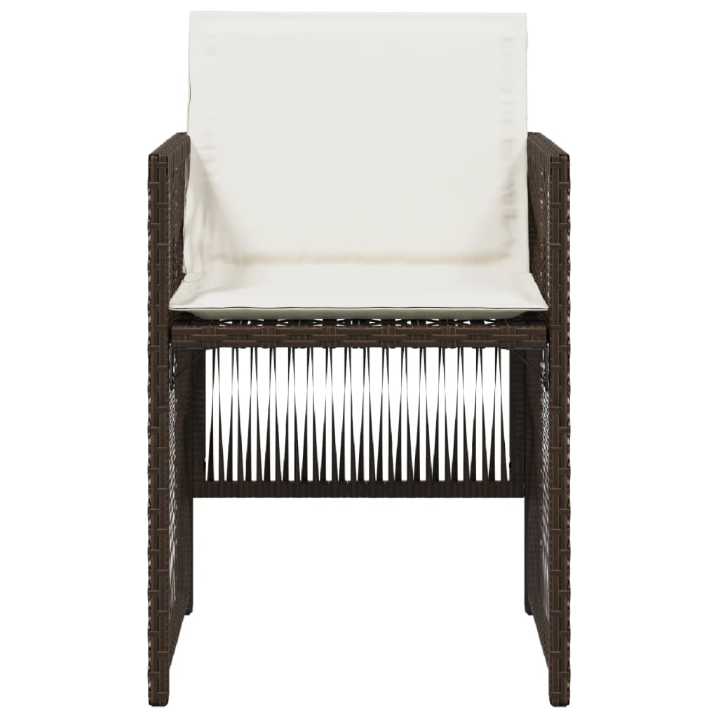 vidaXL Καρέκλες Κήπου 4 τεμ. Καφέ Συνθ. Ρατάν Μαξιλάρια