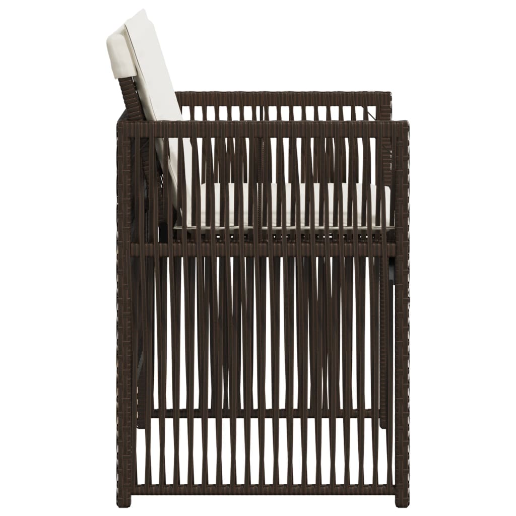 vidaXL Καρέκλες Κήπου 4 τεμ. Καφέ Συνθ. Ρατάν Μαξιλάρια