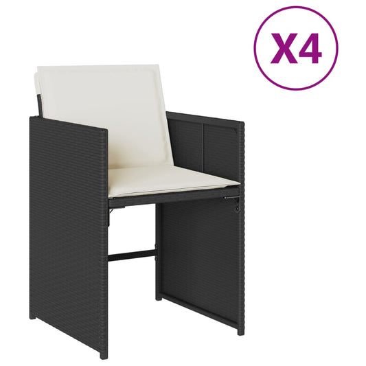 vidaXL Καρέκλες Κήπου 4 τεμ. Μαύρες από Συνθετικό Ρατάν με Μαξιλάρια