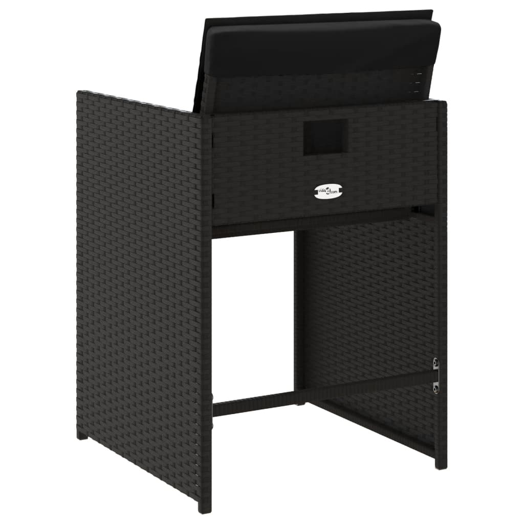 vidaXL Καρέκλες Κήπου 4 τεμ. Μαύρες από Συνθετικό Ρατάν με Μαξιλάρια