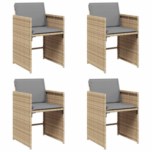 vidaXL Καρέκλες Κήπου 4 τεμ. Μικτό Μπεζ Συνθετικό Ρατάν με Μαξιλάρια
