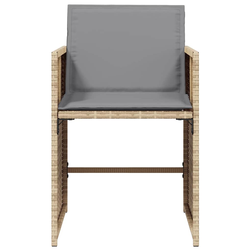 vidaXL Καρέκλες Κήπου 4 τεμ. Μικτό Μπεζ Συνθετικό Ρατάν με Μαξιλάρια