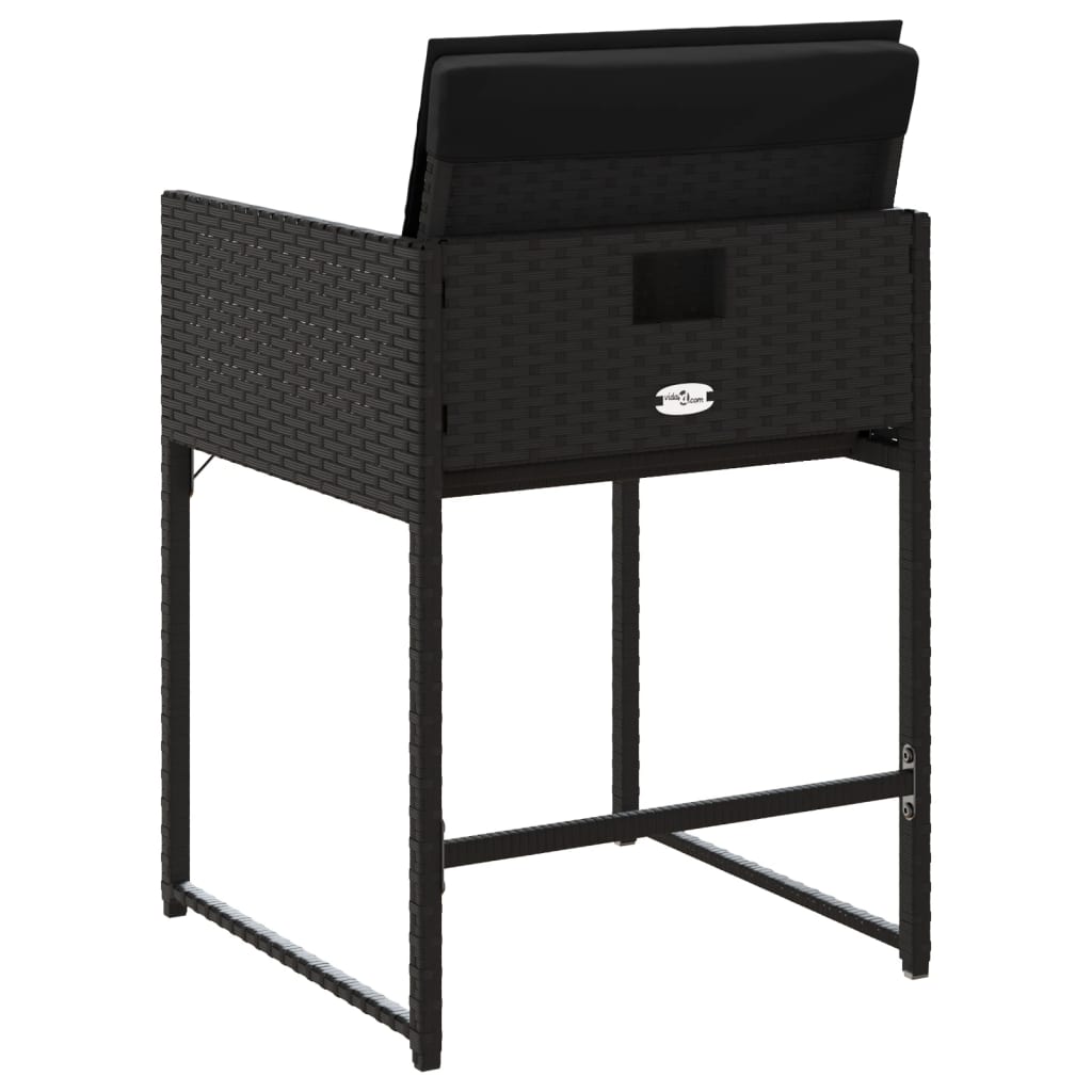 vidaXL Καρέκλες Κήπου 4 τεμ. Μαύρες από Συνθετικό Ρατάν με Μαξιλάρια
